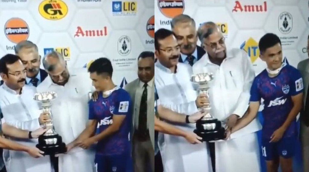 Robin Uthappa Sunil Chhetri Bengal governor Durand Cup trophy photoshoot