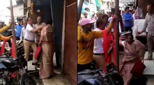 Raj Thackeray MNS | Woman Slapped Pushed By MNS leader | मनसे नेता ने महिला को मारा थप्पड़