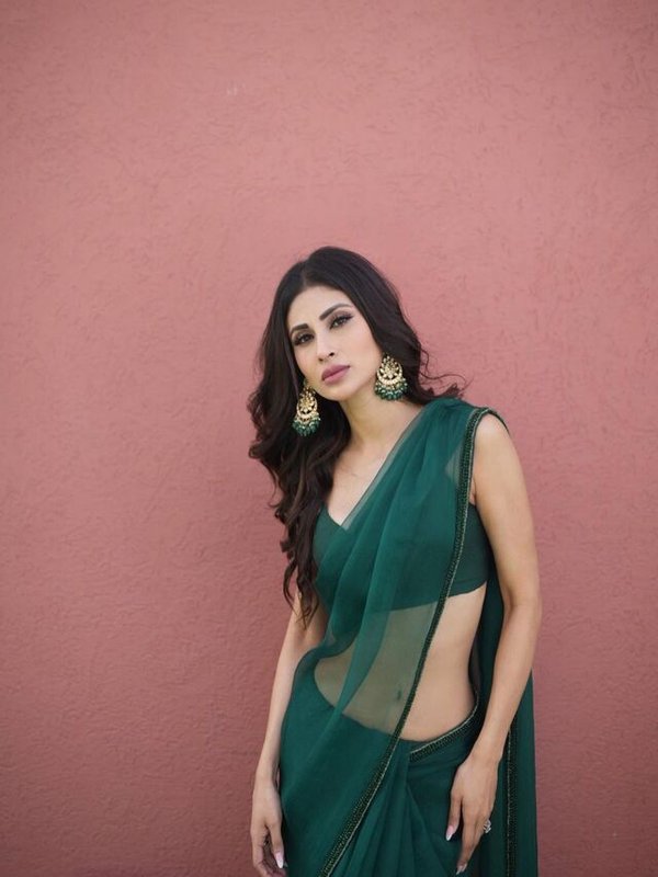 MOUNI ROY IN SUMMER GREEN SAREE LOOK