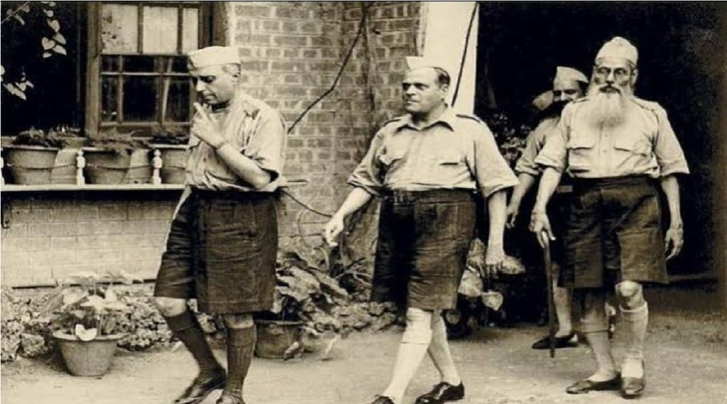 Nehru in khaki shorts
