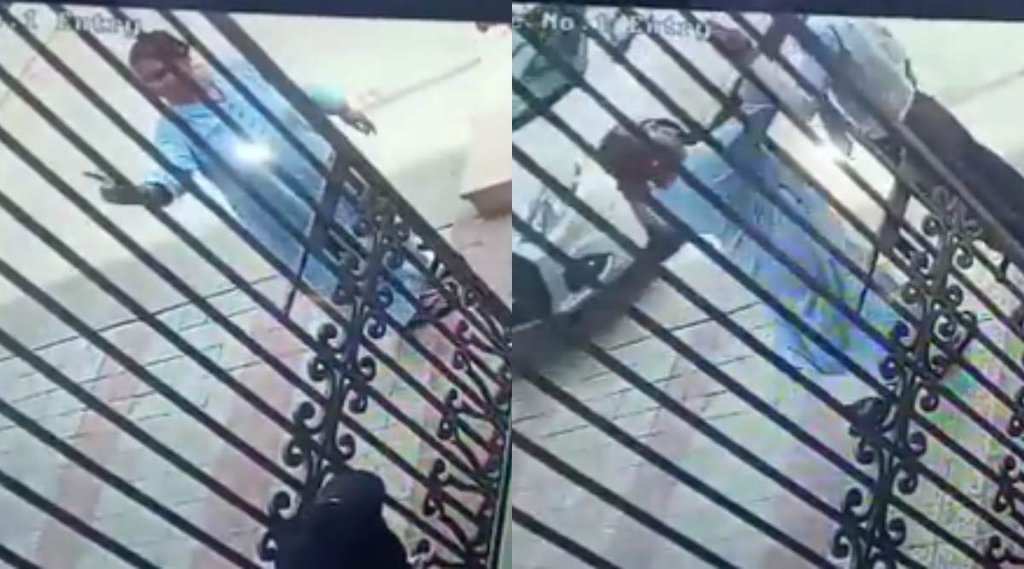 noida women thrashed securty guard | cleo county society | महिला प्रोफेसर ने गार्ड को थप्पड़ मारा