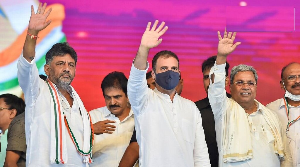 dk shiva kumar, Rahul, Siddaramaiah,