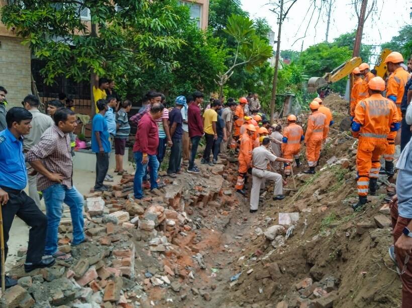 Noida housing society wall collapses, indian express