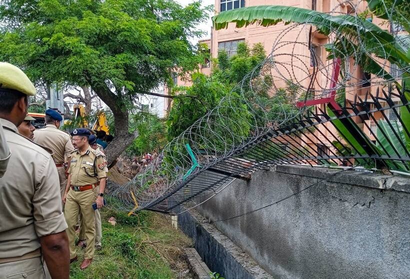 Noida housing society wall collapses, indian express