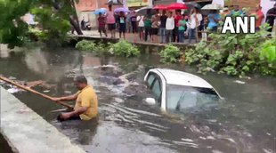 Car fell into drain