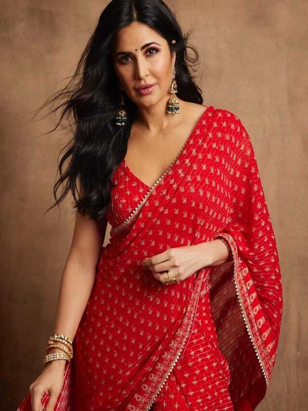 KATRINA KAIF IN RED SAREE LOOK