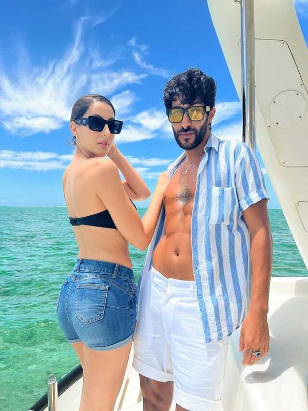 NORA FATEHI IN MAURITIUS WITH STRANGER MAN
