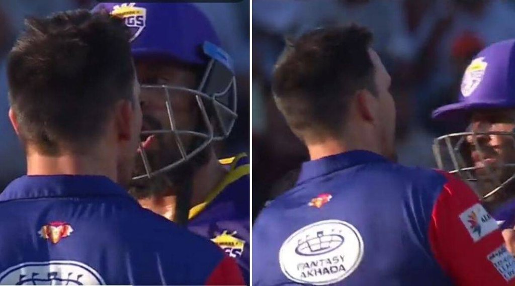Yusuf Pathan and Mitchell Johnson during their verbal altercation
