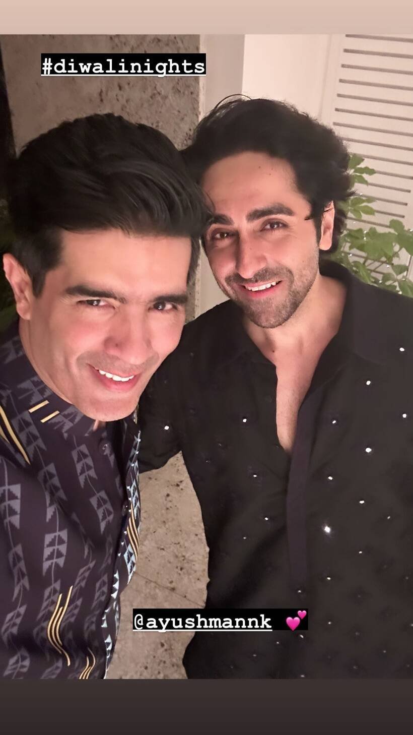 मशहूर डिजाइनर मनीष मल्होत्रा औऱ आयुष्मान खुराना। (Photo: Manish Malhotra/Instagram)