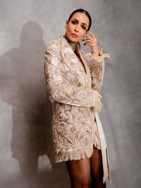 MALAIKA ARORA IN WHITE SHORT DRESS