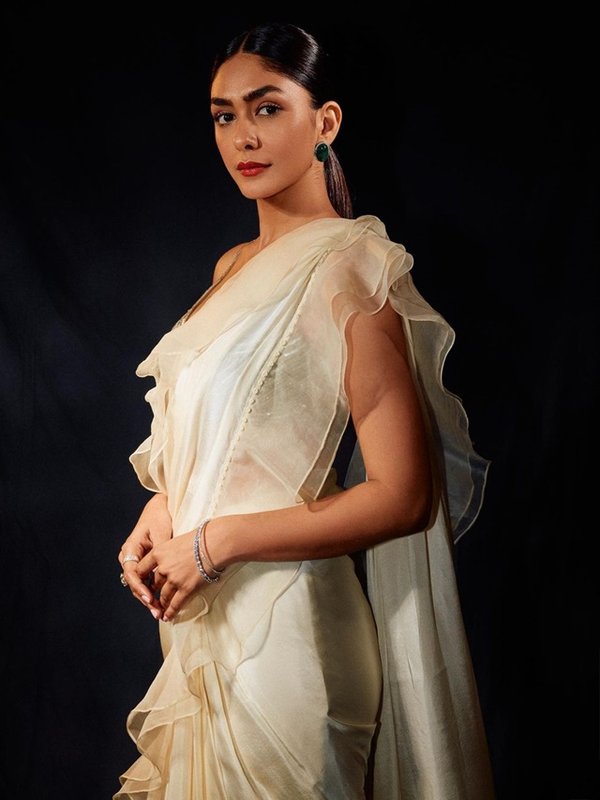 Mrunal in white saree
