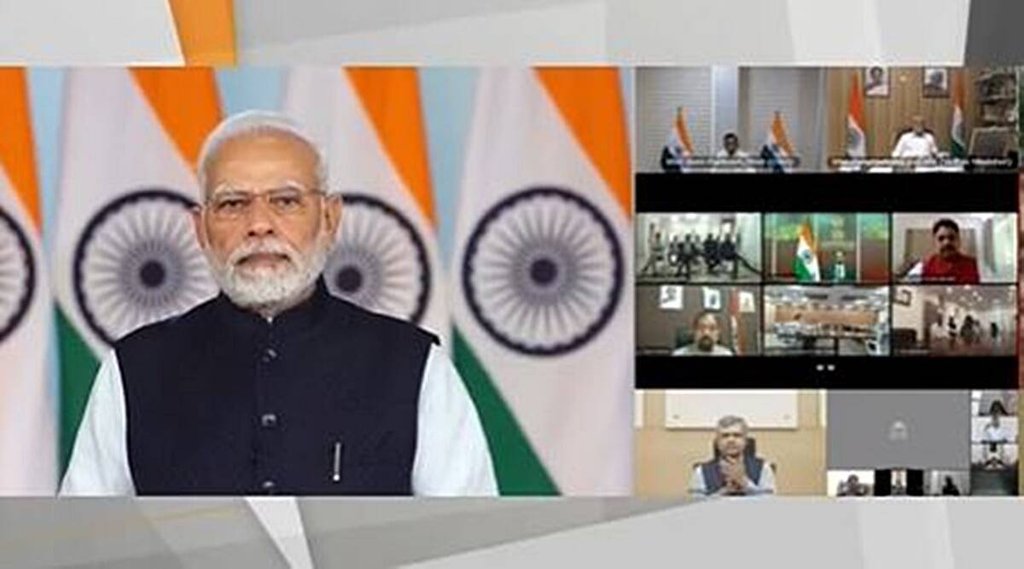 भारत के G-20 की अध्यक्षता के लिए LOGO और Website को लांच करने के बाद वीडियो कांफ्रेंसिंग से बोलते पीएम मोदी। (Twitter screengrab/ANI)