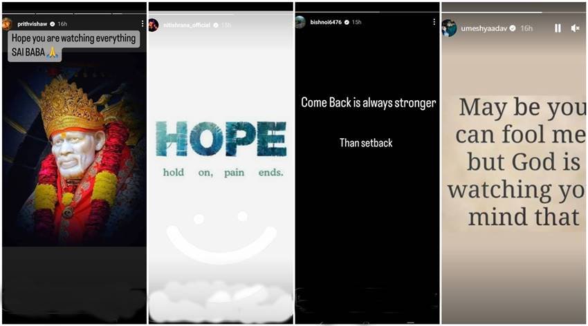 Sai Baba Prayer Prithvi Shaw Nitish Rana Ravi Bishnoi Umesh Yadav Instagram Story India vs New Zealand India vs Bangladesh IND vs NZ IND vs BAN