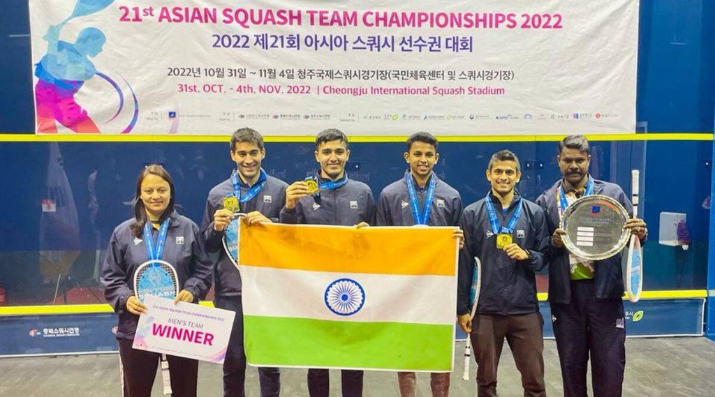 Saurav Ghosal Led India men squash team wins maiden gold Medal at Asian Championships in Kuwait