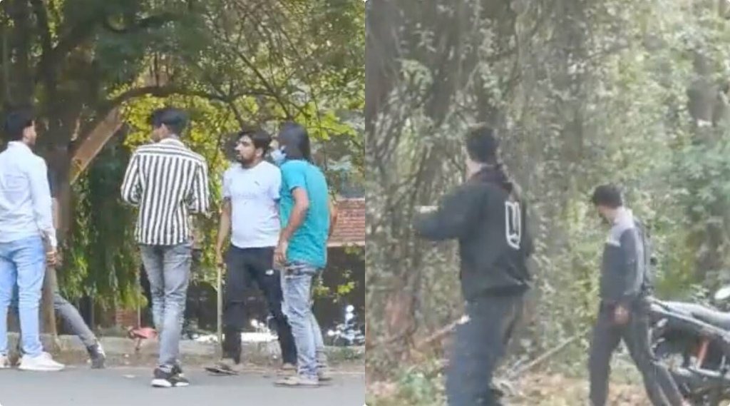 जवाहरलाल नेहरू विश्वविद्यालय में छात्रों के दो ग्रुप में झड़प। (फोटो सोर्स: स्क्रीनग्रैब)
