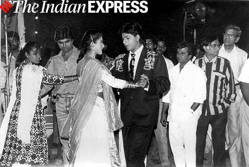 काजोल के साथ किसी फिल्म के सेट पर शाहरुख खान। (Photo: Express Archive)