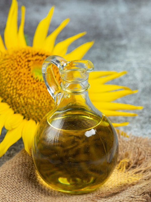 Sunflower oil on the table