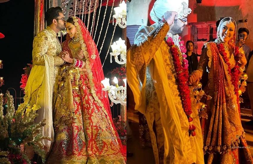 Hansika Motwani Marriage: हंसिका मोटवानी ने शादी कर ली है। 4 दिसंबर को हंसिका ने अपने बॉयफ्रेंड सुहेल कथूरिया (Sohail Kathuriya) संग सात फेरे लिये। दोनों की शादी जयपुर के मुण्डोता फोर्ट में पूरे धूमधाम से हुई। शादी की तस्वीरें सोशल मीडिया में वायरल हो रही हैं। (Photo: Hansika.officiaal/Instagram)