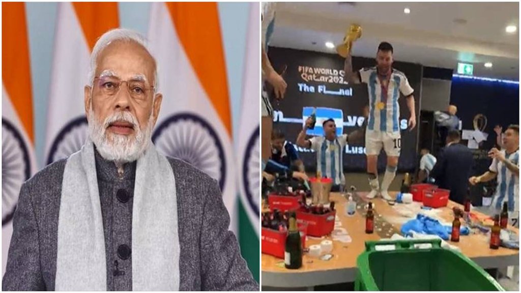 FIFA World Cup FIFA World Cup 2022 PM Modi Argentina Lionel Messi dances World Cup trophy Instagram Video