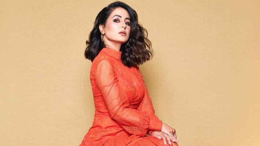 Hina Khan Orange Dress