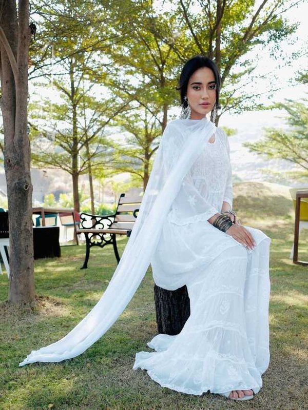SURBHI JYOTI IN WHITE SHARARA STYLE