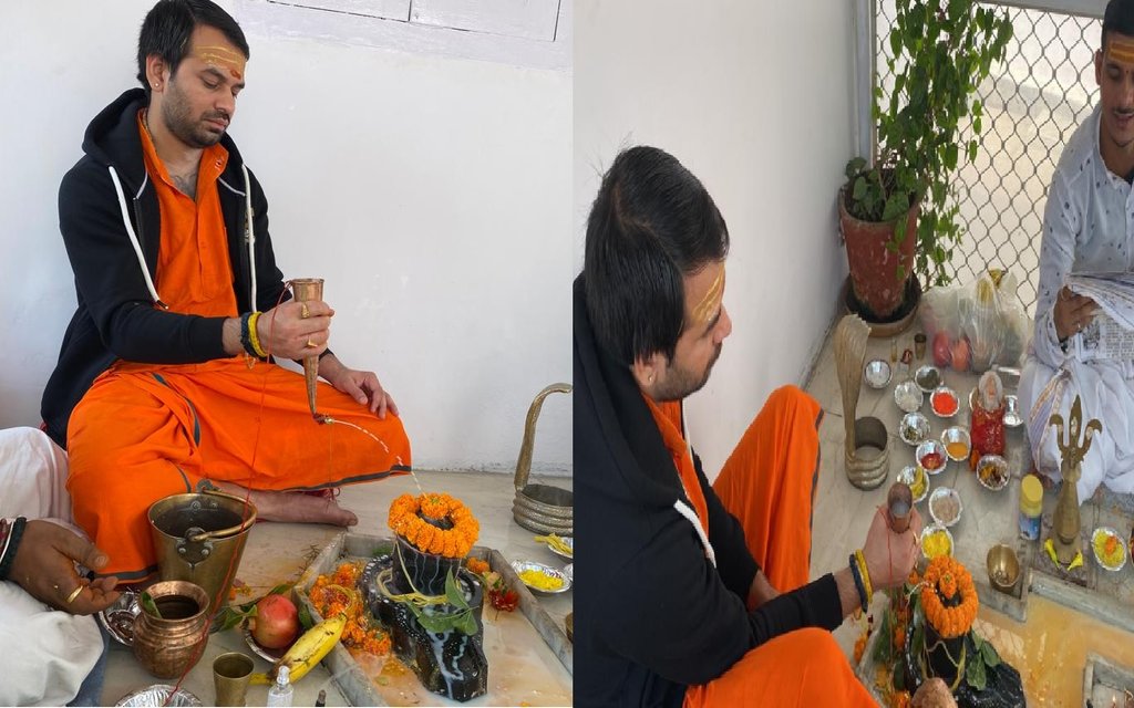 Tej Pratap performing Rudrabhishek Tej Pratap performing Rudrabhishek