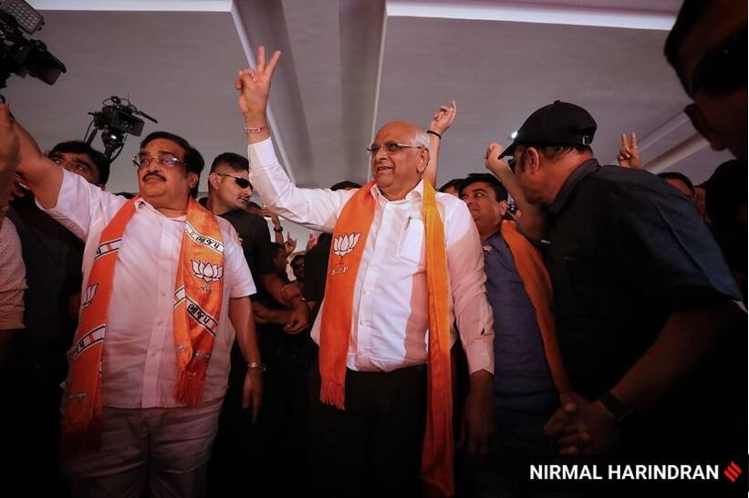 भूपेंद्र पटेंल 12 दिसंबर को एक बार फिर से गुजरात के सीएम पद की शपथ लेंगे। (Express Photo by Nirmal Harindran)