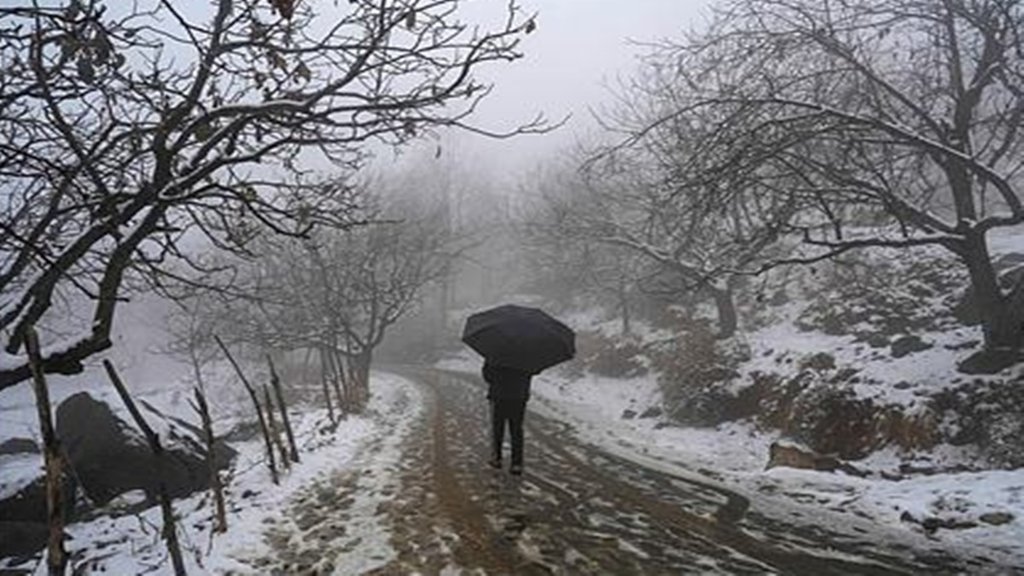 सीजन की पहली बर्फबारी से 30 दिसंबर 2022 शुक्रवार को जम्मू-कश्मीर के श्रीनगर में सड़क बर्फ की चादर से ढक गई। (फोटो- पीटीआई)