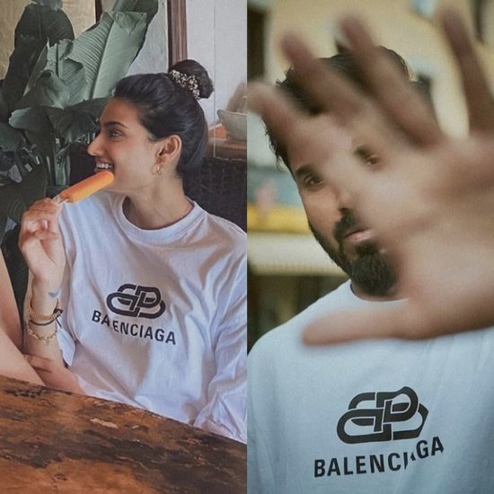 Athiya Shetty and KL Rahul in classic white tee