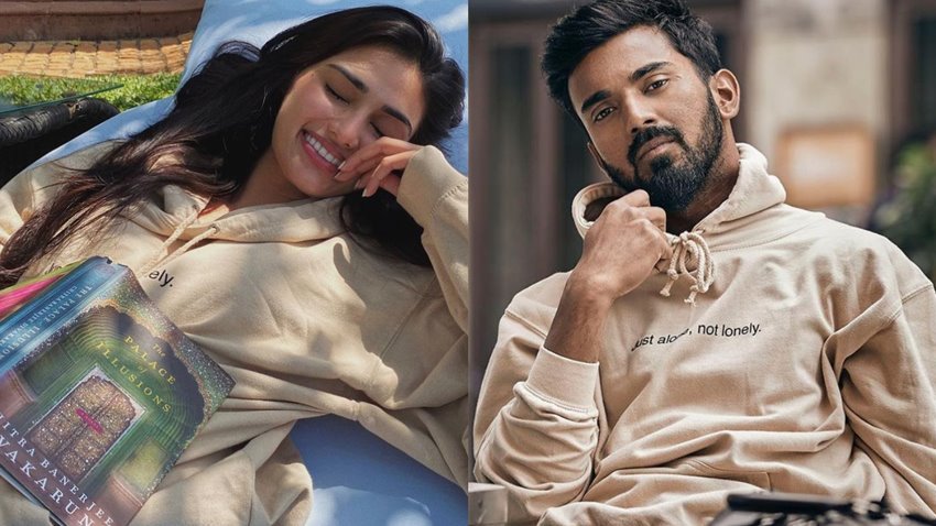 Athiya Shetty and KL Rahul in an oversized tie and dye t-shirt