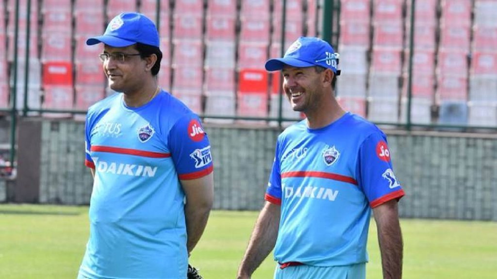 Sourav Ganguly in IPL: दिल्ली कैपिटल्स के कोच रिकी पोंटिंग के साथ सौरव गांगुली। (Delhi Capitals/Twitter)
