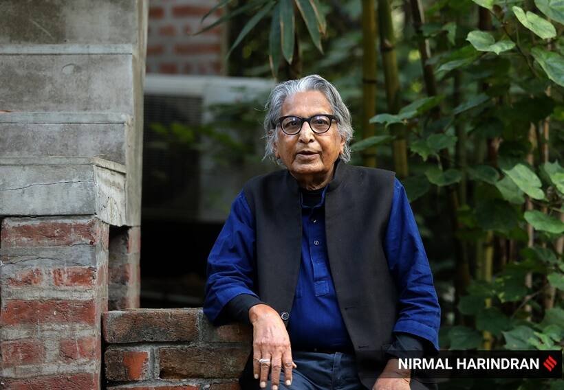 BV Doshi at his residence in Ahmedabad.
