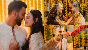 kl rahul athiya shetty wedding haldi pics