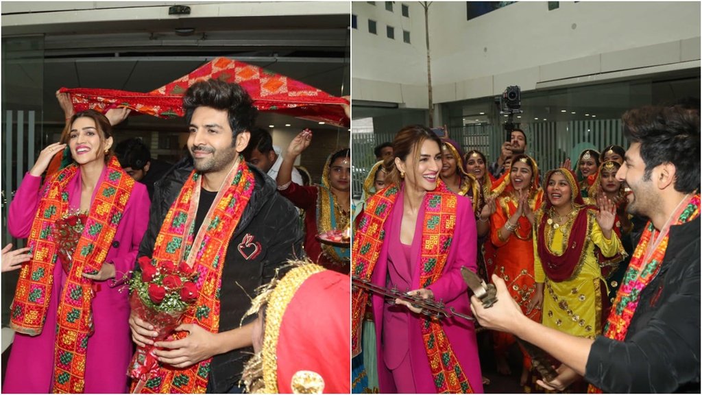 ‘Shehzada’के ट्रेलर लॉन्च के बीच पंजाब पहुंचे Kartik Aaryan और Kriti Sanon, ढोल-भांगड़ा के साथ मनाई लोहड़ी