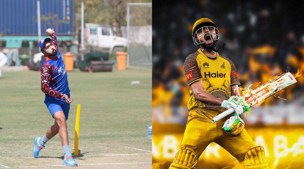 कराची किंग्स मोहम्मद आमिर और पेशवर जलमी के कप्ताव बाबर आजम। (Twitter/Karachi Kings & Peshawar Zalmi)