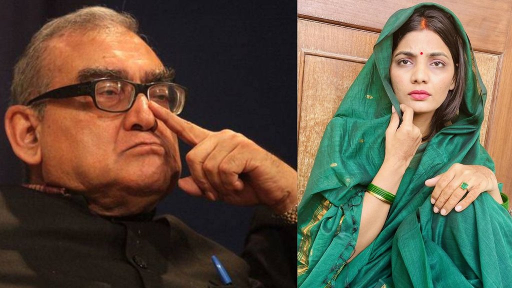 बाएं से - मार्कण्डेय काटजू (Markandey Katju) और नेहा सिंह राठौर (फोटो क्रेडिट - सोशल मीडिया)