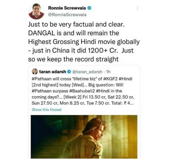 Pathaan, Dangal, Ronnie Screwvala