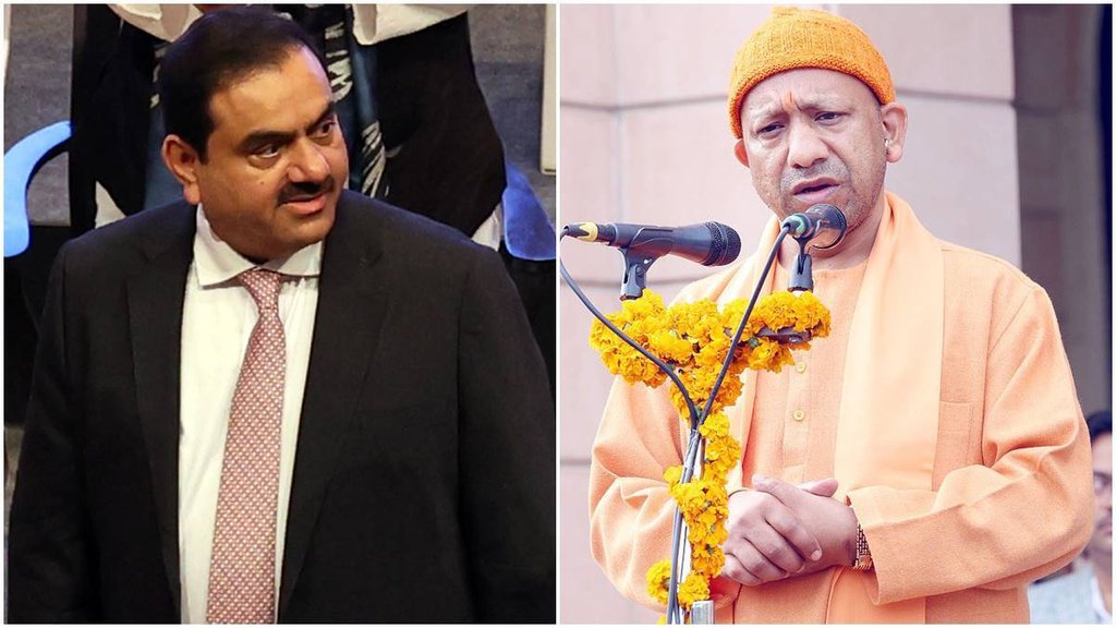 अडानी ग्रुप के चेयरमैन गौतम अडानी और उत्तर प्रदेश के मुख्यमंत्री योगी आदित्यनाथ (Photo Credit – Indian Express)