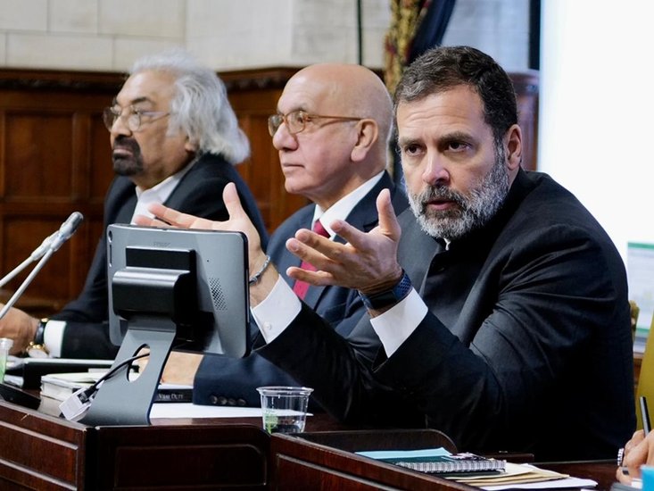 Senior Congress leader Rahul Gandhi speaking at Cambridge University in London on March 1, 2023.