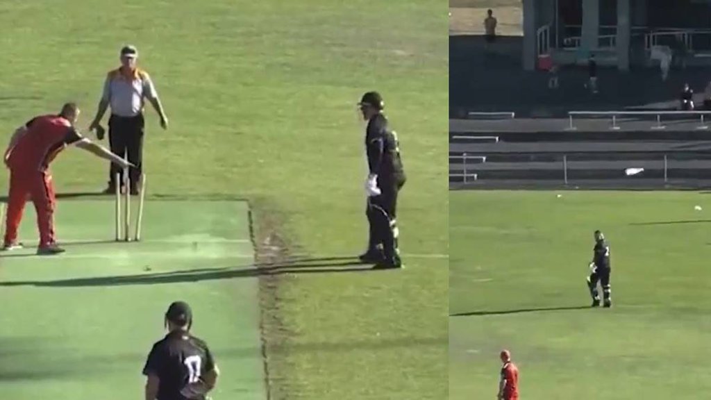 Watch Video Cricketer throws bat kicks gloves and helmet after being run out at the non striker end 2