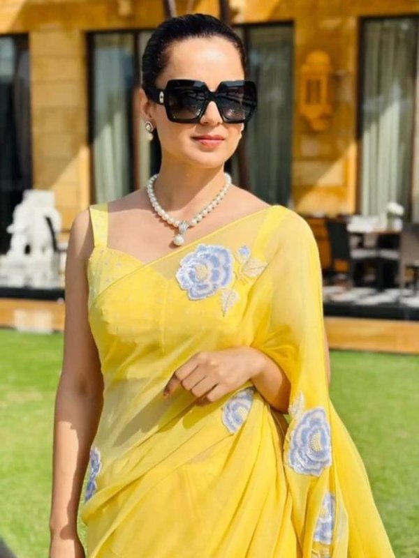 KANGANA RANAUT IN YELLOW SAREE LOOK