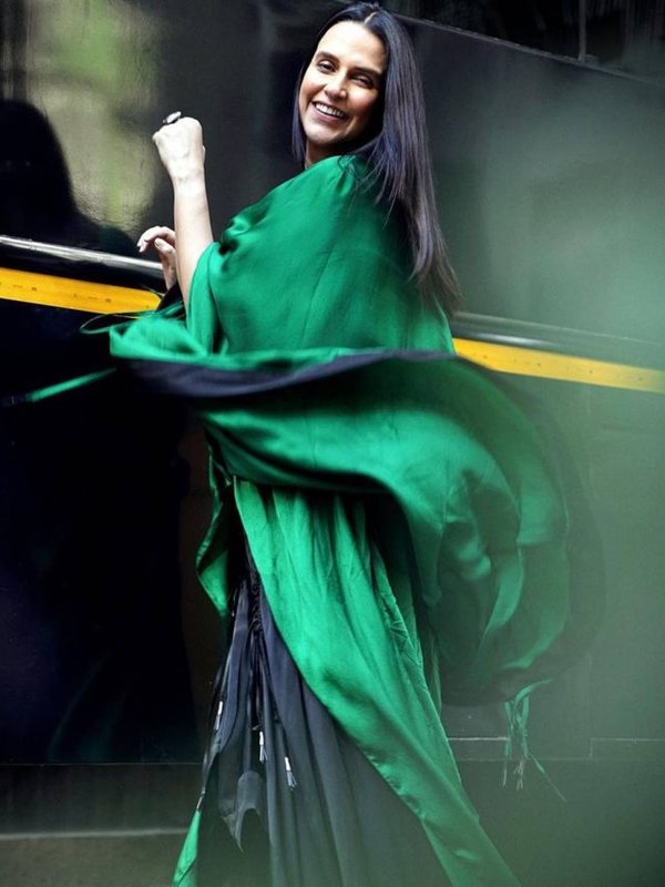 NEHA DHUPIA IN GREEN-BLUE DRESS