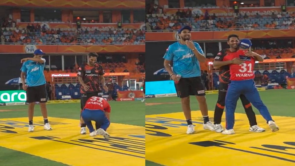 David Warner touch feet Bhuvneshwar kumar