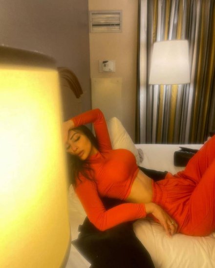 Mouni Roy in Orange Dress