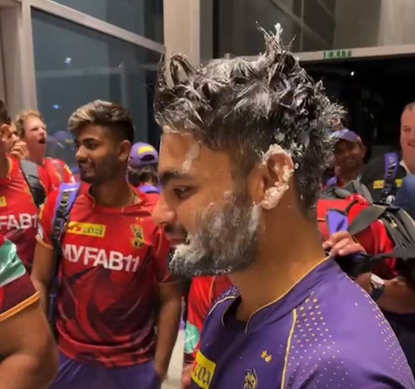 Rinku Singh KKR win celebration