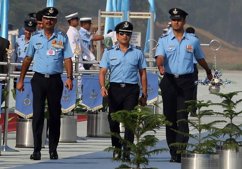 Sachin tendulkar in navy dress