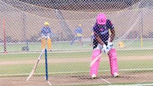 Sanju Samson and MS Dhoni practice