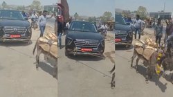 दो महीने में खराब हुई 18 लाख की कार, गधे से खिंचवाकर मालिक ने वापस भेजी शोरूम