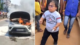 actor kk goswami car Accident his car caught fire
