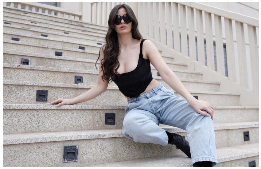 Georgia andriani in black top and jeans